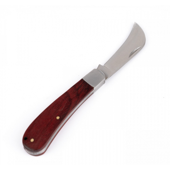 Cutit pentru altoit tip cosor MX797, profesional, lama curbata otel, maner lemn