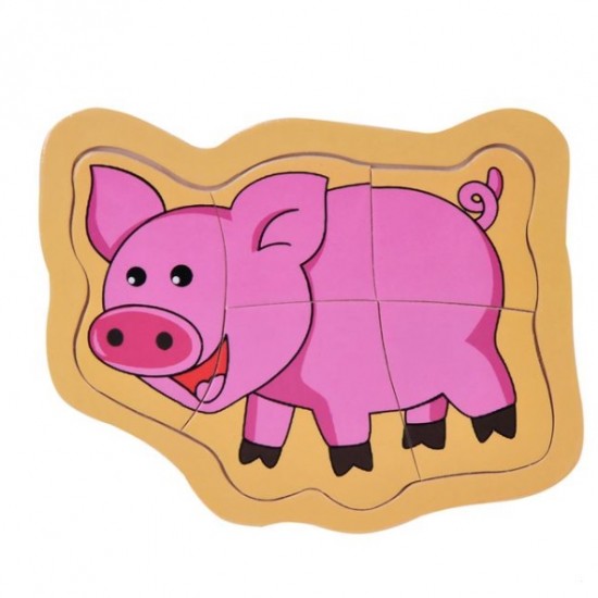 Puzzle Lemn Card Purcel (5 Piese) 11,5x15 cm