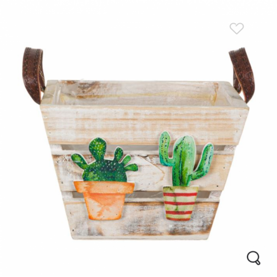 Cactuși din lemn Caspo cu mânere 17x17x12 cm