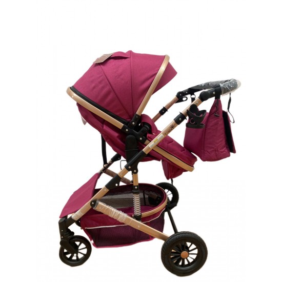 Carucior L-Sun T7, 2 in 1, suspensie pe roata, reversibil, 0-36 luni, BORDO Carucioare si articole de transport