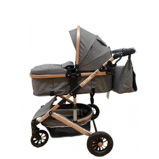Carucior L-Sun T7, 2 in 1, suspensie pe roata, reversibil, 0-36 luni, gri Carucioare si articole de transport
