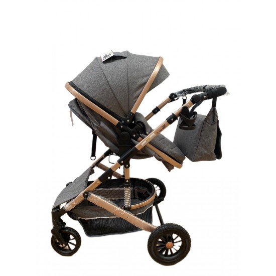 Carucior L-Sun T7, 2 in 1, suspensie pe roata, reversibil, 0-36 luni, gri Carucioare si articole de transport